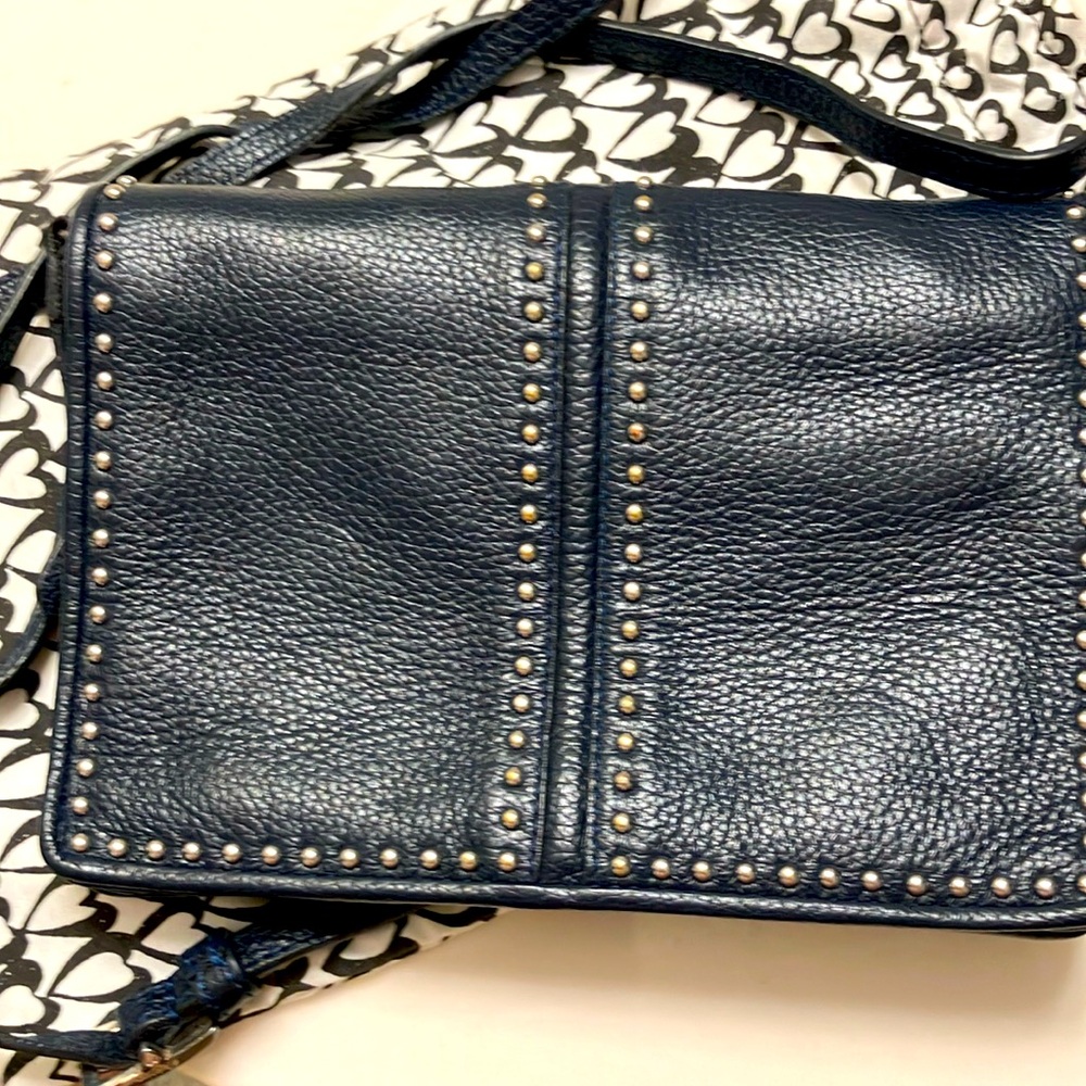 COPY - Brighton PRETTY TOUGH Rockmore Wallet Dark Navy Blue Leather Crossbody